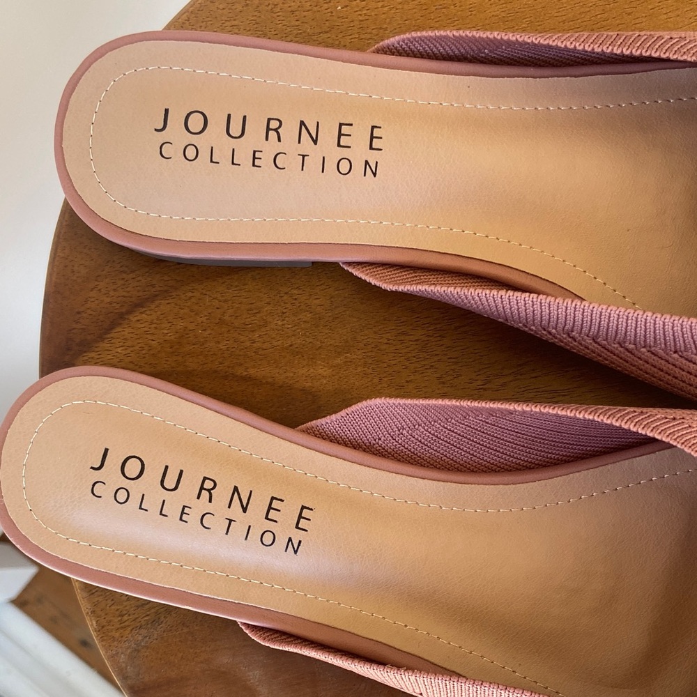 NWOT Journee Collection Women's Knit Pointed Slip-On Mules in Dusty Rose - Picture 2 of 5